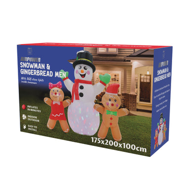 Inflatable Snowman w/Gingers RGB Disco LED 200cm