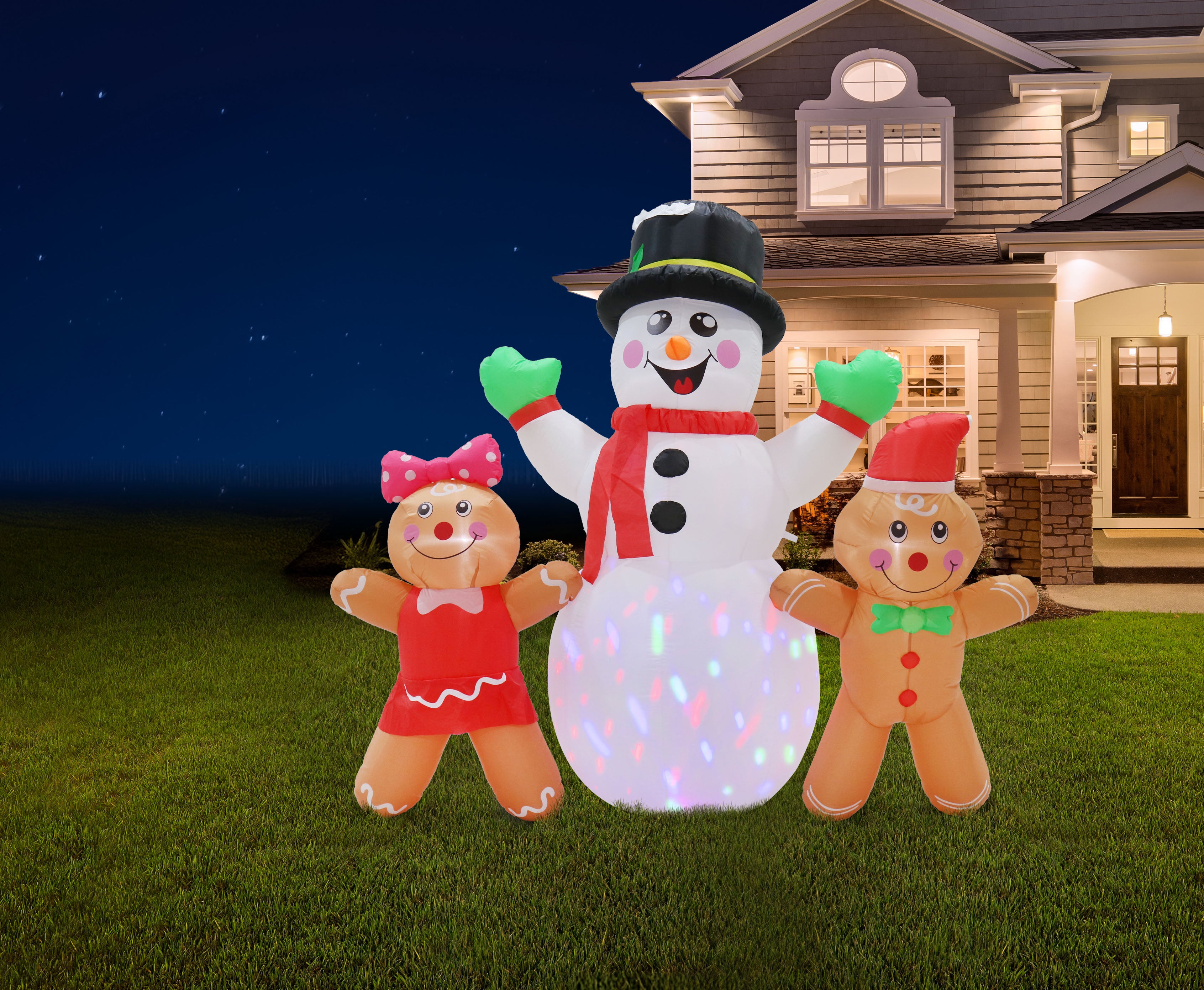 Inflatable Snowman w/Gingers RGB Disco LED 200cm