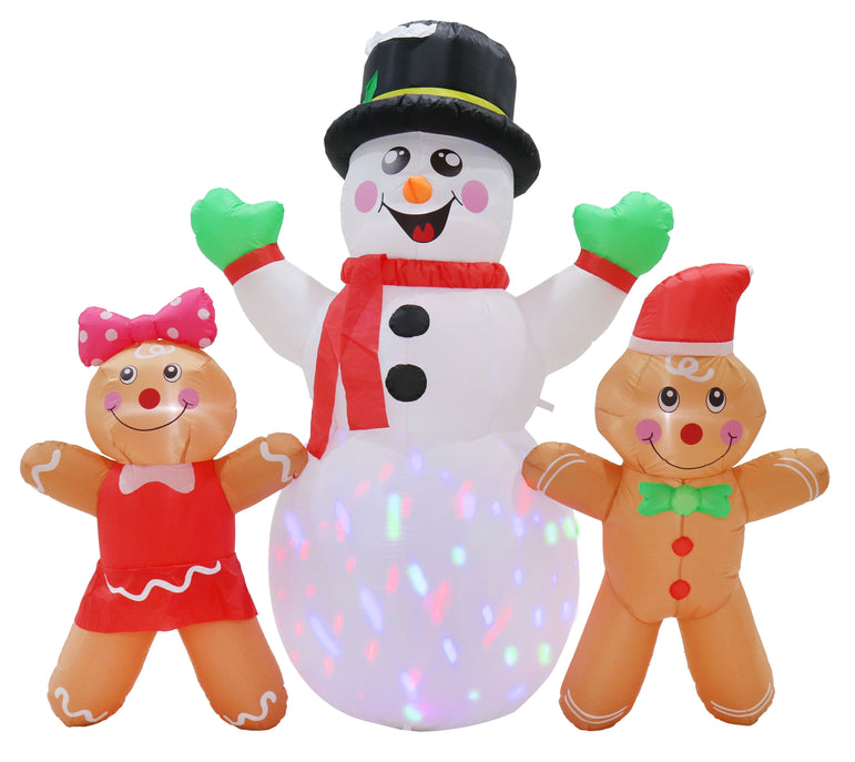 Inflatable Snowman w/Gingers RGB Disco LED 200cm