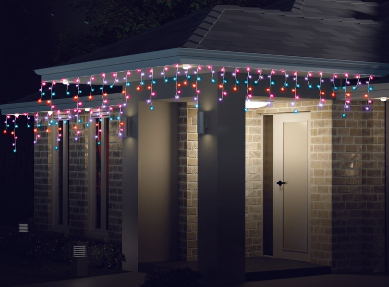 Solar LED Icicle Lights 400 Asst Colour