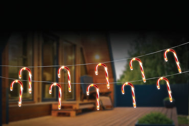 Solar Candy Cane String Lights 10pc
