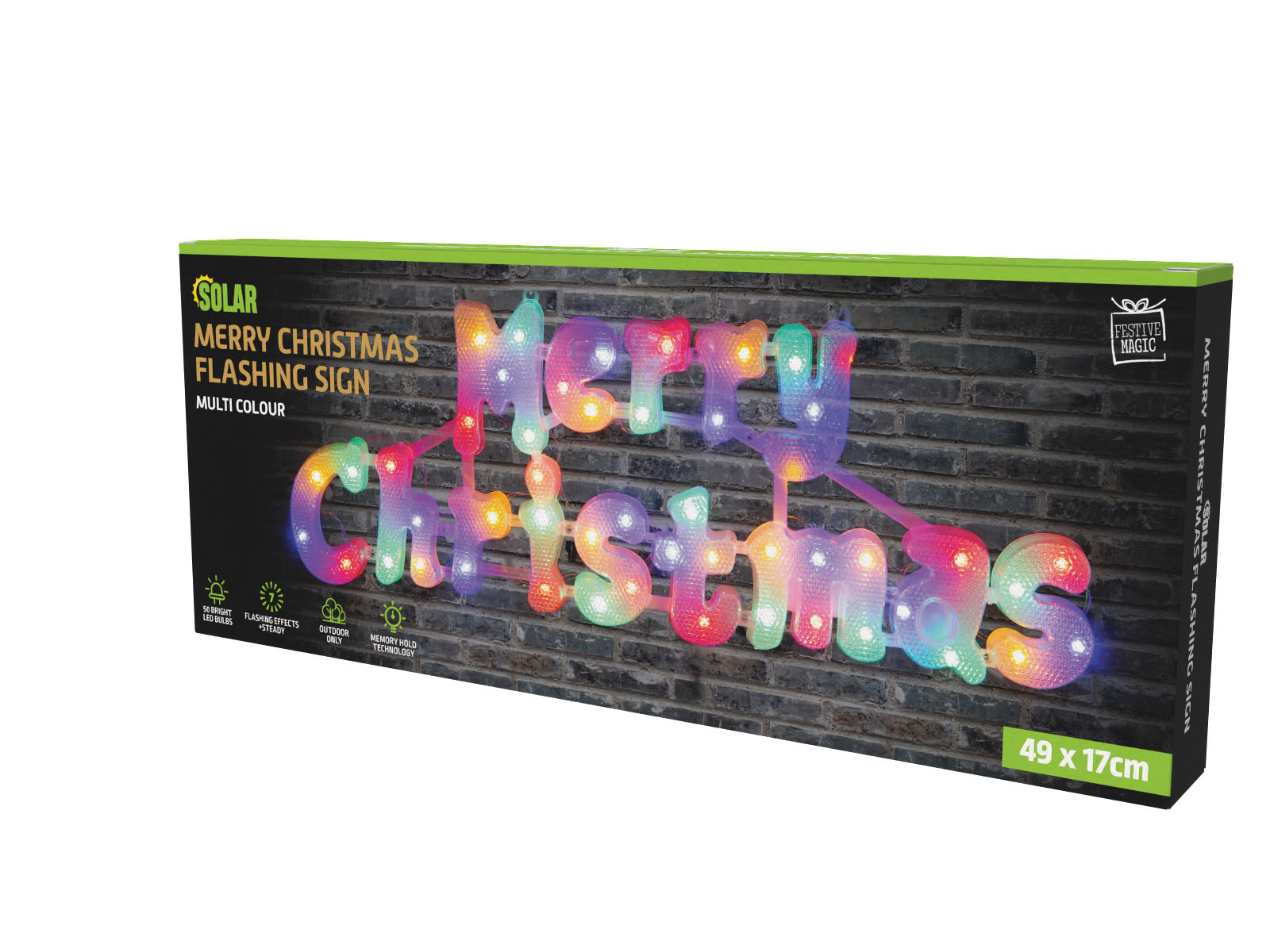 Solar LED Merry Christmas Plaque Asst