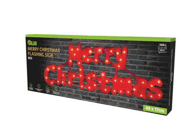 Solar LED Merry Christmas Plaque Asst
