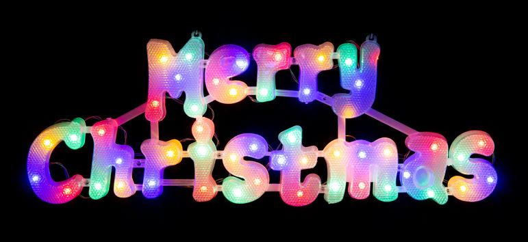 Solar LED Merry Christmas Plaque Asst