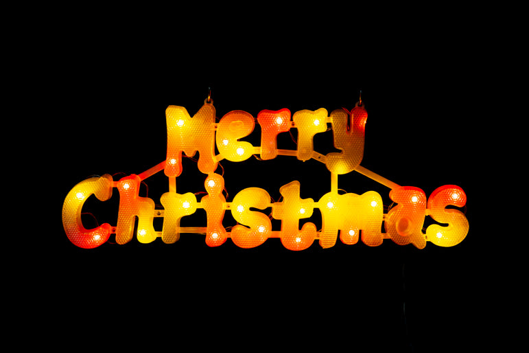 Solar LED Merry Christmas Plaque Asst