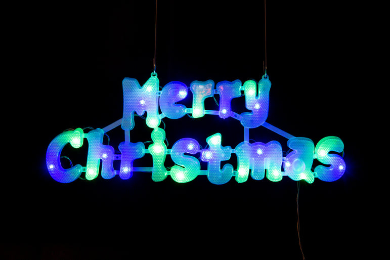 Solar LED Merry Christmas Plaque Asst