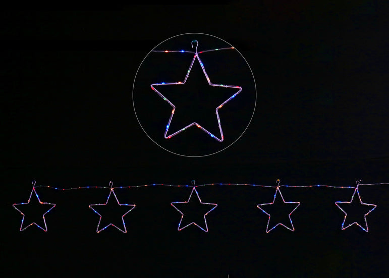 Solar LED Tube light 5pk Star Chain / 3D star / Multi Col