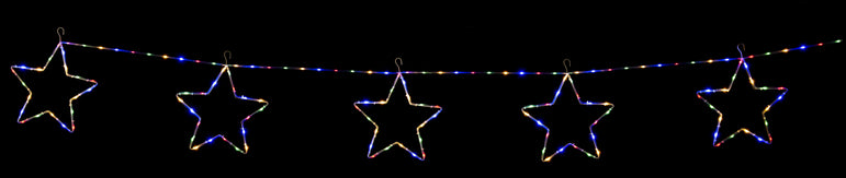 Solar LED Tube light 5pk Star Chain / 3D star / Multi Col