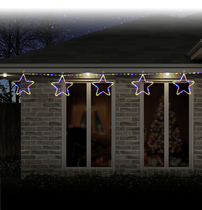 Solar LED Tube light 5pk Star Chain / 3D star / Multi Col