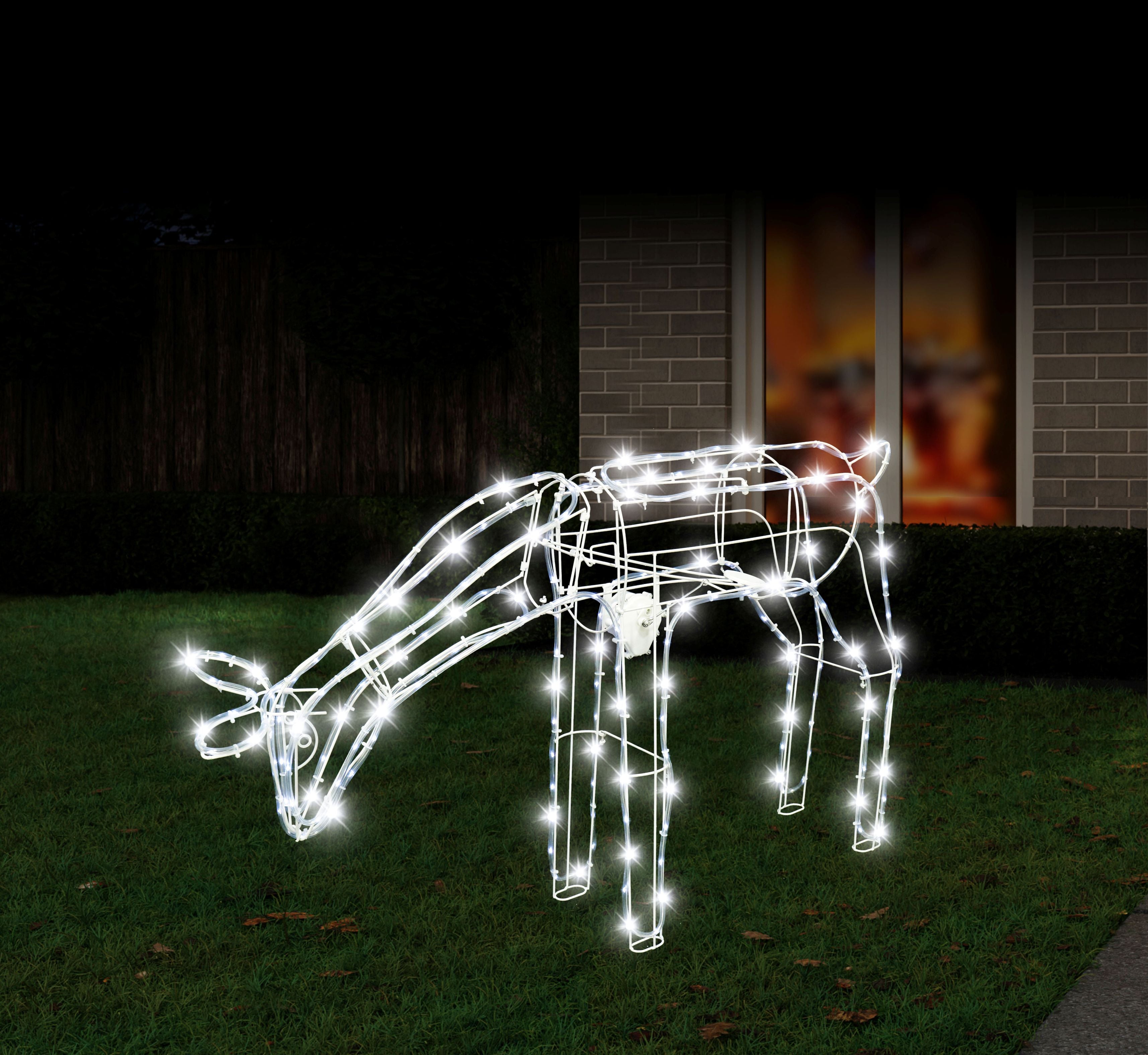 Solar Animated Reindeer Feeding / Standing White