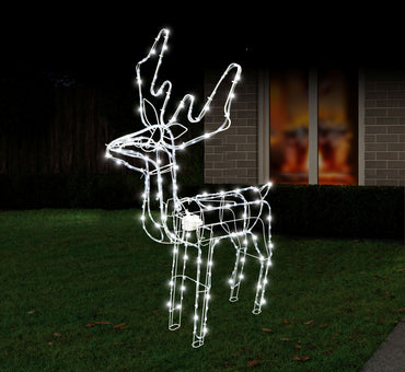 Solar Animated Reindeer Feeding / Standing White