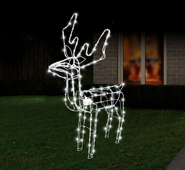 Solar Animated Reindeer Feeding / Standing White