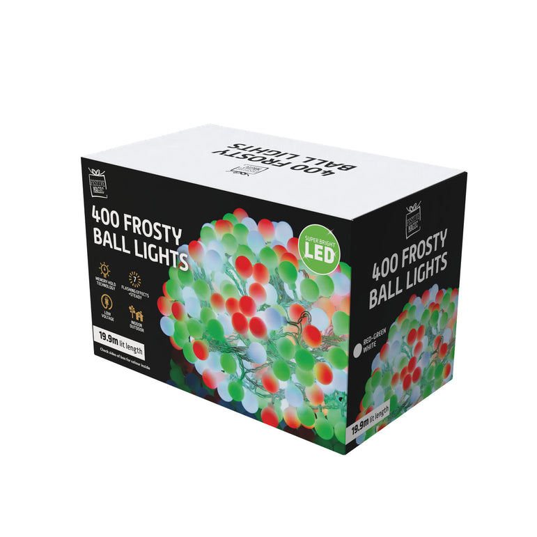 LED Frosted Ball Lights 400 Asst