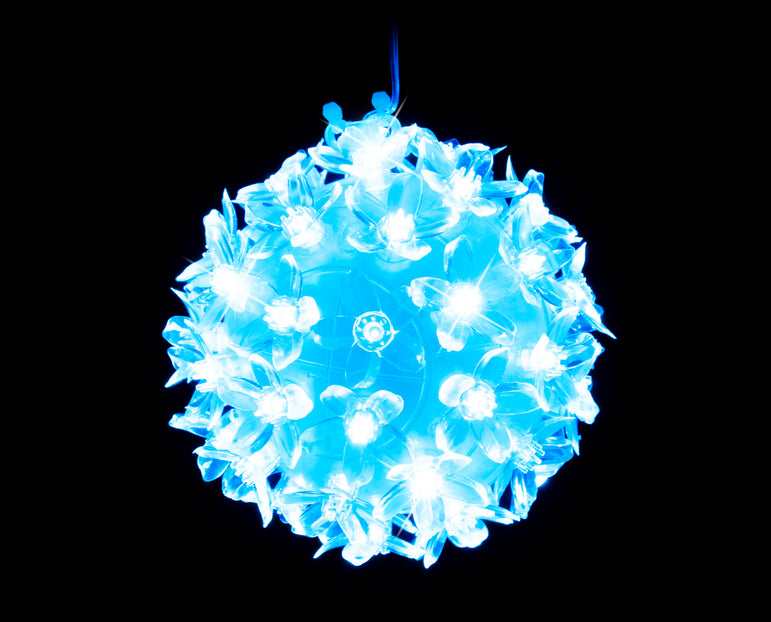 LED Petal Balls 10cm 5pk Colour Change / warm white with cool white /Turquoise