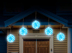 LED Petal Balls 10cm 5pk Colour Change / warm white with cool white /Turquoise