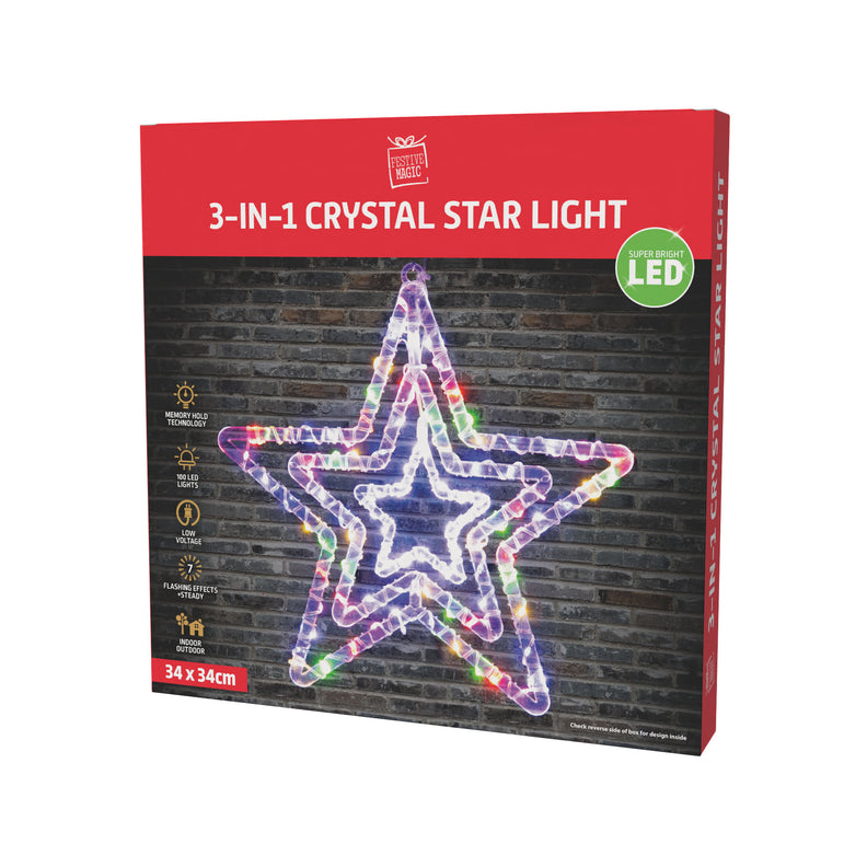LED Crystal Triple Stars Flash M-W