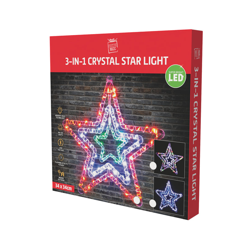 LED Crystal Triple Stars Flash M-W