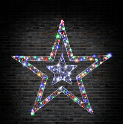 LED Starry Wire Snowflake / Stars 2-Tone Asst