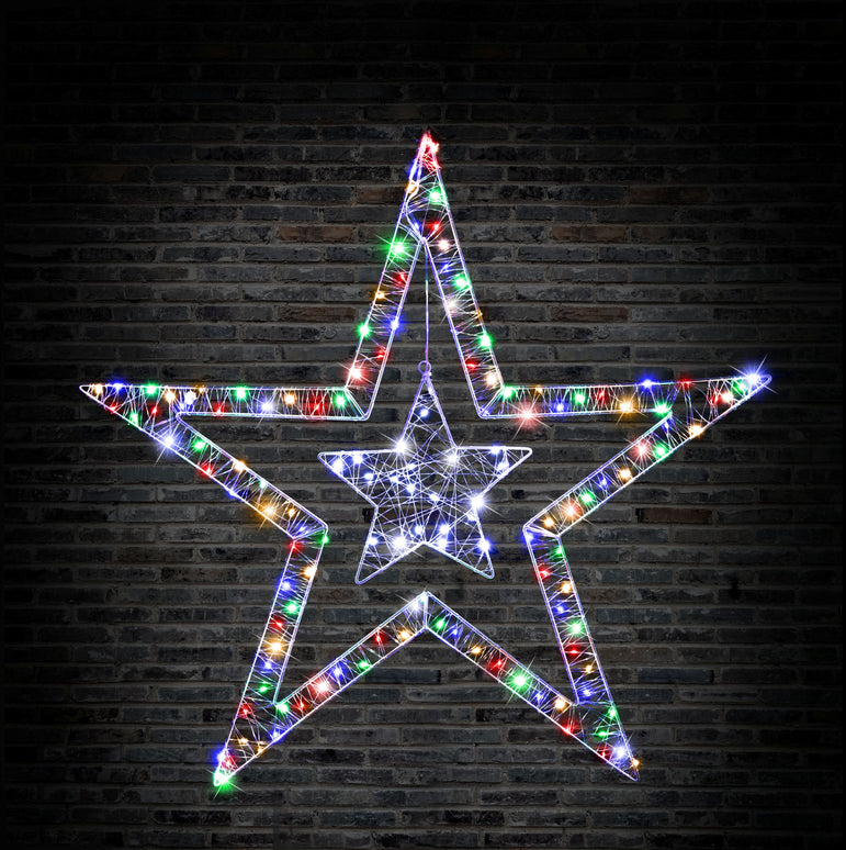 LED Starry Wire Snowflake / Stars 2-Tone Asst