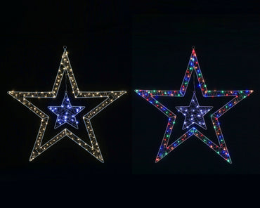 LED Starry Wire Snowflake / Stars 2-Tone Asst