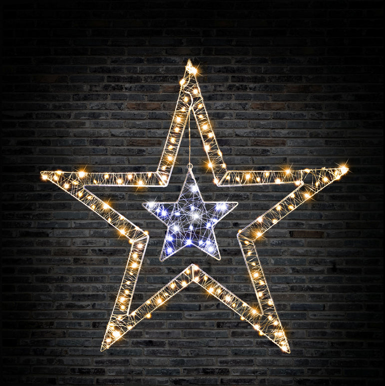 LED Starry Wire Snowflake / Stars 2-Tone Asst