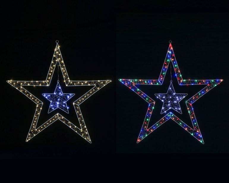 LED Starry Wire Snowflake / Stars 2-Tone Asst