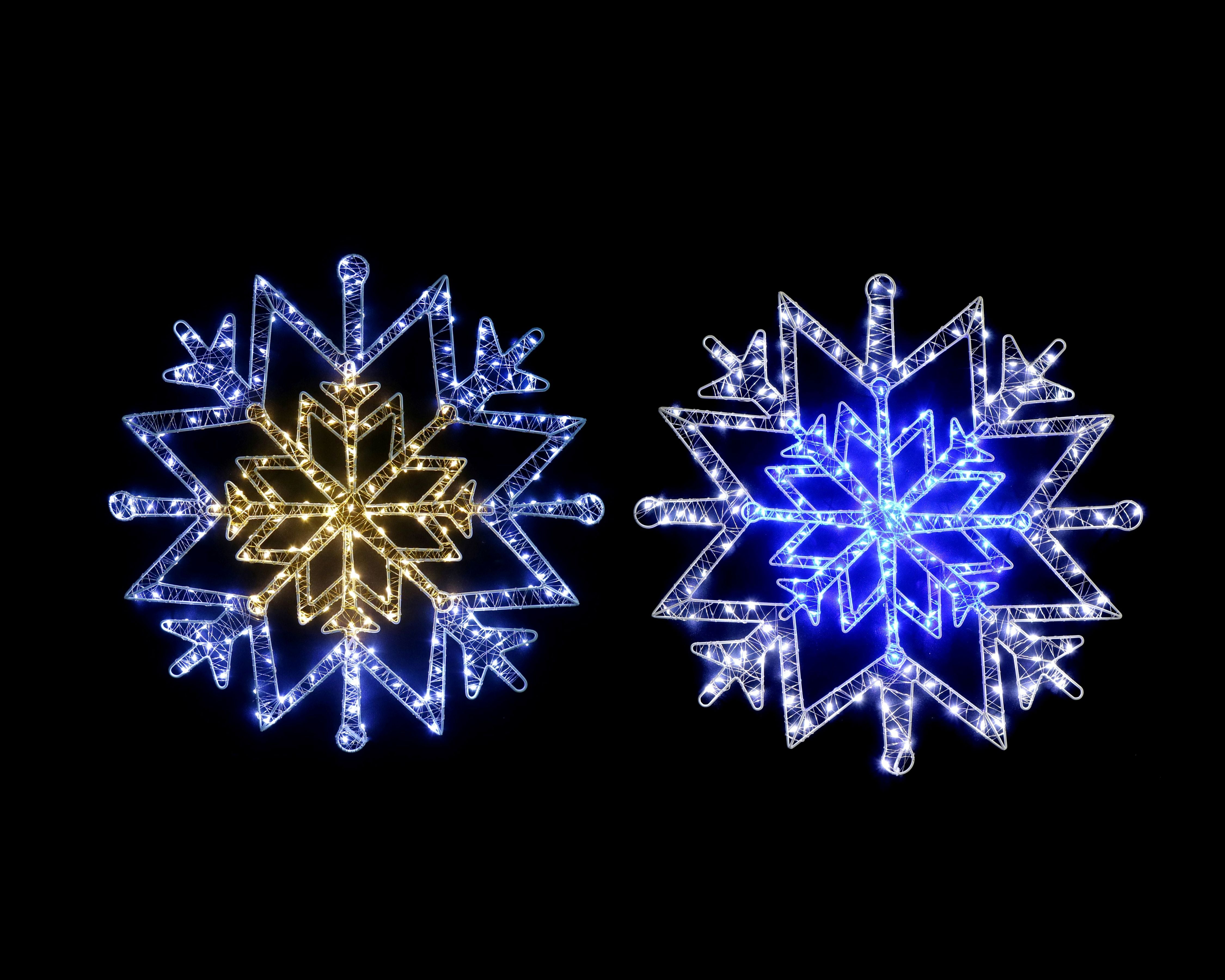 LED Starry Wire Snowflake / Stars 2-Tone Asst