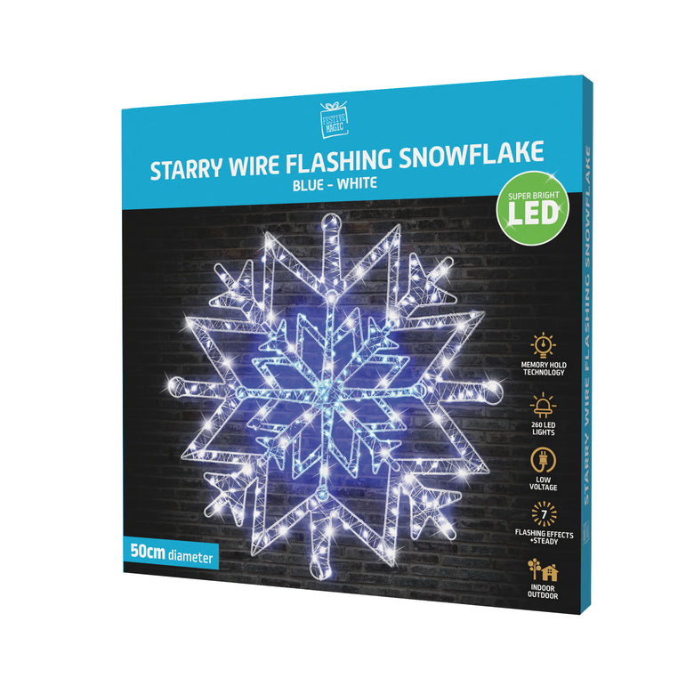 LED Starry Wire Snowflake / Stars 2-Tone Asst