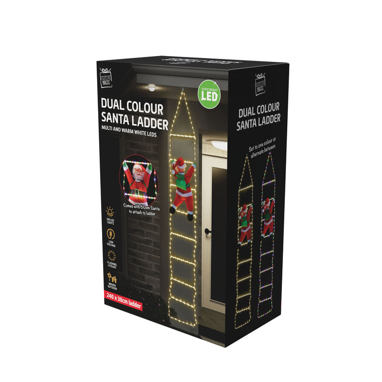 LED Flexi Cable Ladder w/Santa 240cm Dual Colour
