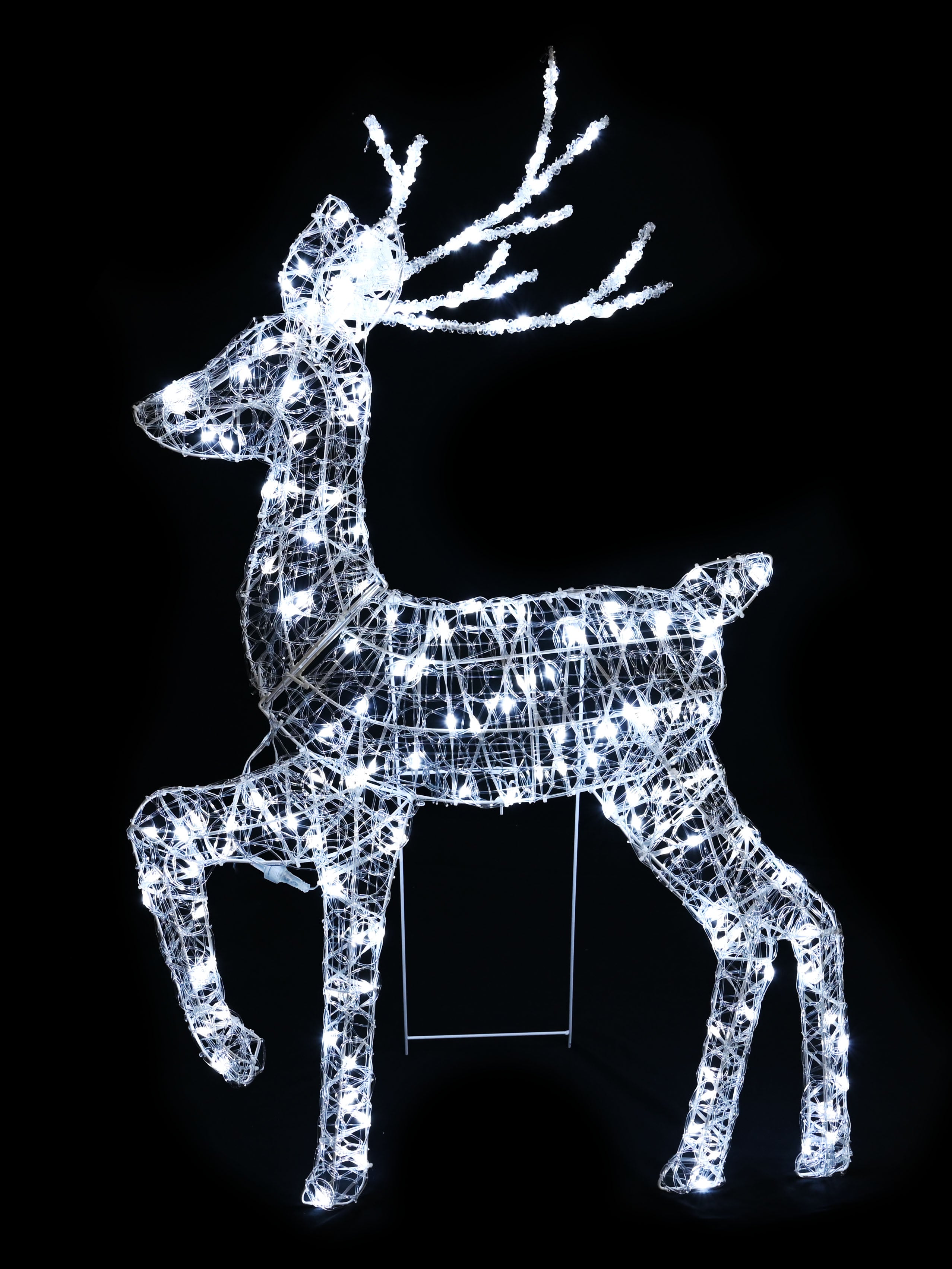 LED Reindeer PVC Spun Flash White 115cm