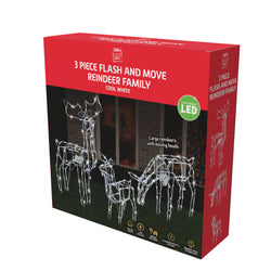 LED Reindeer Family Move And Flash 3pc