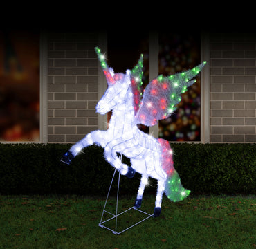 LED Mesh Tinsel Unicorn Rainbow Wings 130cm RGB
