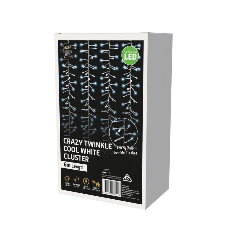 LED Cluster Crazy 100% Twinkle 6M Chain or 360m Curtain