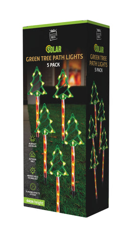 Solar LED Candy Green Tree Path Lights 5pk