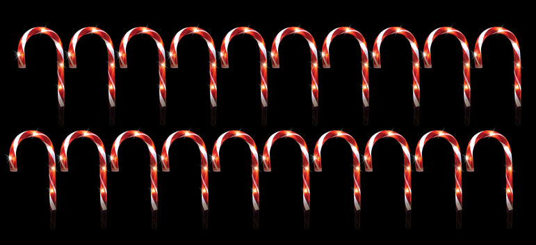 Solar Mini Candy Cane Path Lights 20pk