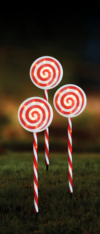 Solar LED Jumbo Path Lollipops 3pk Asst