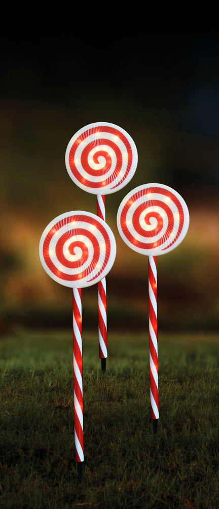 Solar LED Jumbo Path Lollipops 3pk Asst