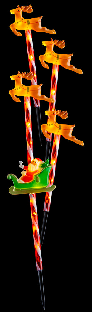 Solar Reindeers Santa Sleigh Path Lights 5pk