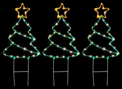 Solar Crystal Tree/Santa Path Stakes 3pk