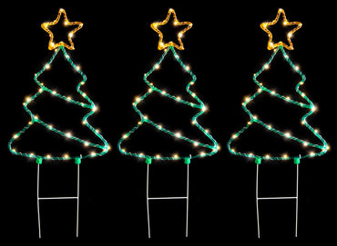Solar Crystal Tree/Santa Path Stakes 3pk