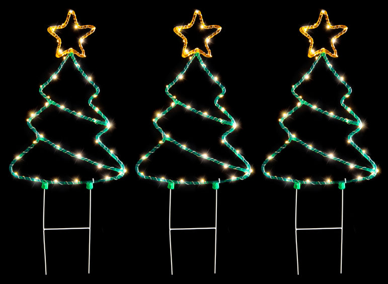 Solar Crystal Tree/Santa Path Stakes 3pk