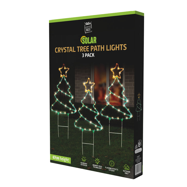 Solar Crystal Tree/Santa Path Stakes 3pk