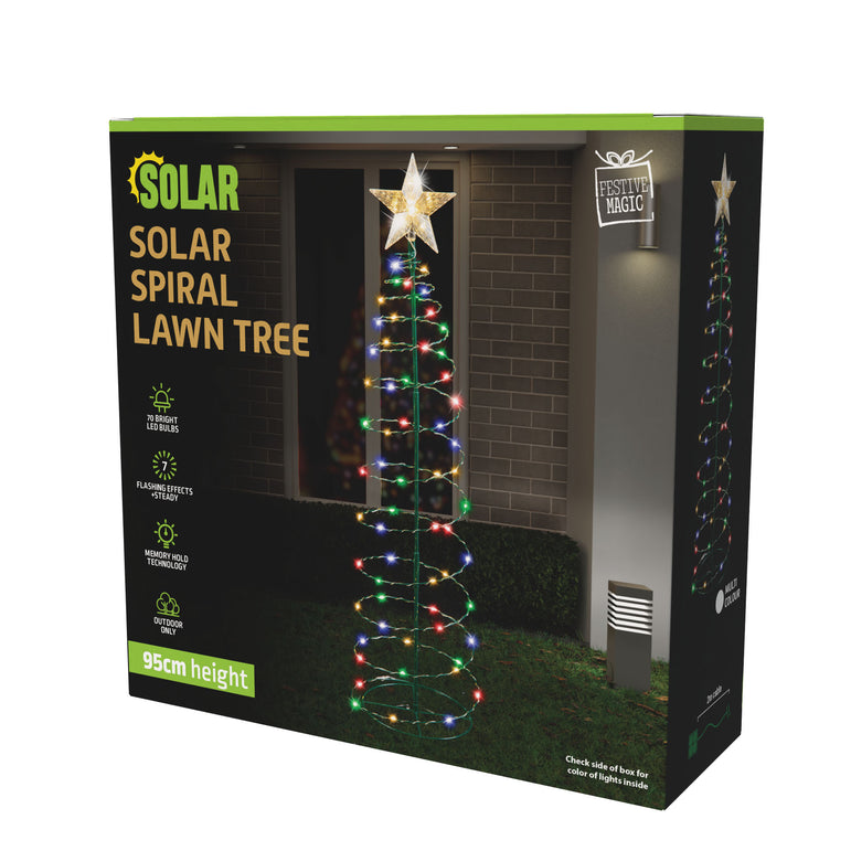 Solar Spiral Tree Stake Light 95cm Asst