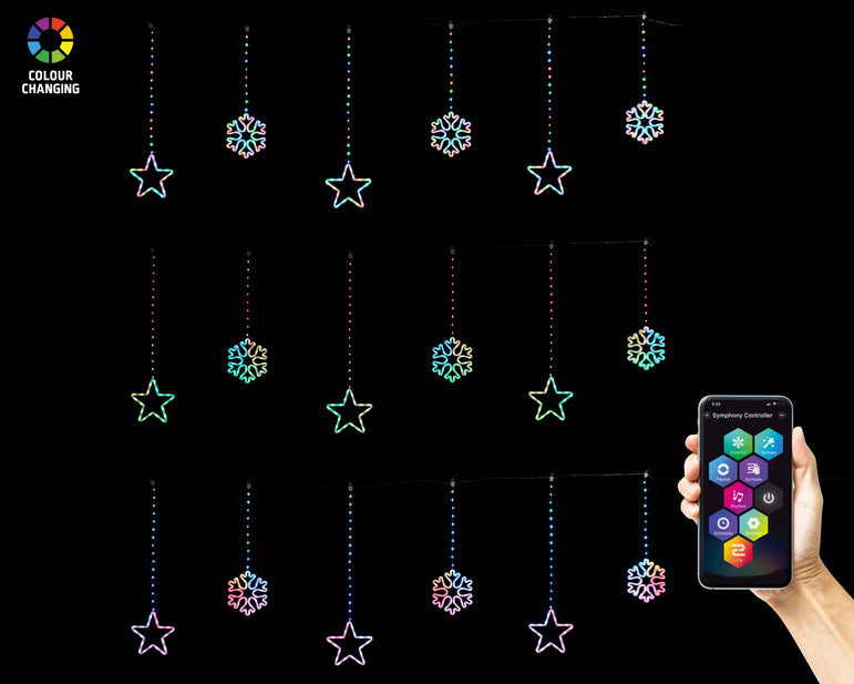 App Lightshow Star-Snowflake Curtain
