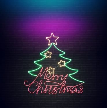 LED Neon flex Merry Christmas Star Tree