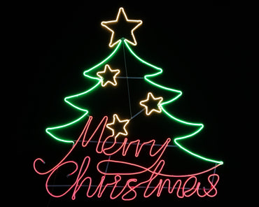 LED Neon flex Merry Christmas Star Tree