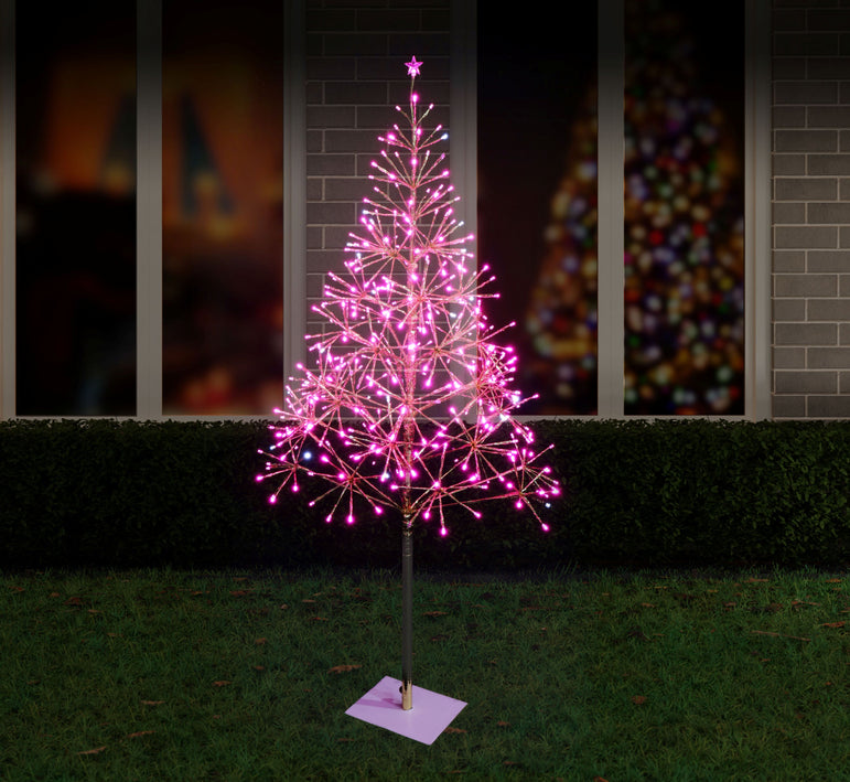 LED Sparkle Tree 135cm Twinkle Silver Multi / Gold - Pink