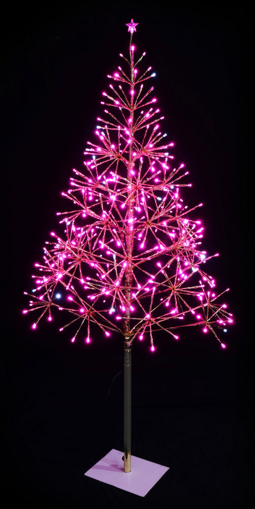LED Sparkle Tree 135cm Twinkle Silver Multi / Gold - Pink