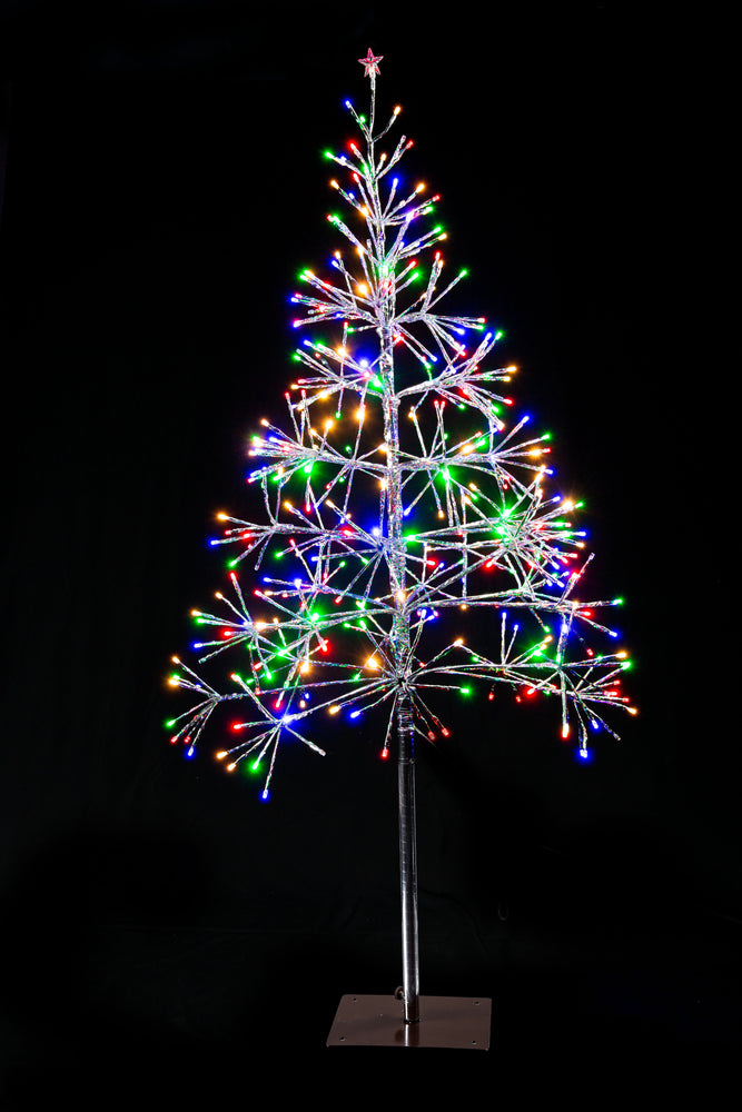 LED Sparkle Tree 135cm Twinkle Silver Multi / Gold - Pink