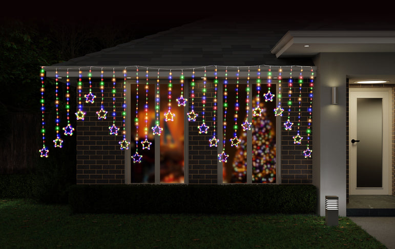 LED Star Curtain 25 Strand Multi Colour 360cm